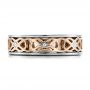  Platinum And 14k Rose Gold Platinum And 14k Rose Gold Custom Two-tone Woven Inlay Men's Band - Top View -  100812 - Thumbnail