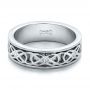  Platinum And 14k White Gold Platinum And 14k White Gold Custom Two-tone Woven Inlay Men's Band - Flat View -  100812 - Thumbnail