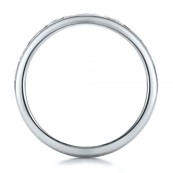 14K Gold And Platinum 14K Gold And Platinum Custom Two-tone Woven Inlay Men's Band - Front View - 100812