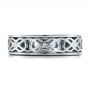 14K Gold And Platinum 14K Gold And Platinum Custom Two-tone Woven Inlay Men's Band - Top View -  100812 - Thumbnail