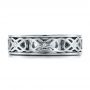  14K Gold And Platinum 14K Gold And Platinum Custom Two-tone Woven Inlay Men's Band - Top View -  100812 - Thumbnail
