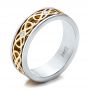  14K Gold And 14k Yellow Gold 14K Gold And 14k Yellow Gold Custom Two-tone Woven Inlay Men's Band - Three-Quarter View -  100812 - Thumbnail
