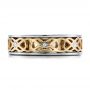  Platinum And 18k Yellow Gold Platinum And 18k Yellow Gold Custom Two-tone Woven Inlay Men's Band - Top View -  100812 - Thumbnail