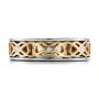  14K Gold And 14k Yellow Gold 14K Gold And 14k Yellow Gold Custom Two-tone Woven Inlay Men's Band - Top View -  100812 - Thumbnail