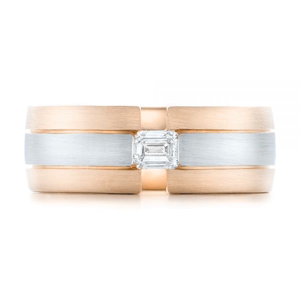 18k Rose Gold And Platinum 18k Rose Gold And Platinum Custom Two-tone Men's Band - Hand View -  102073