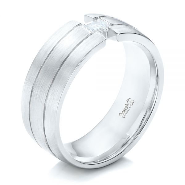 14k White Gold And 18K Gold 14k White Gold And 18K Gold Custom Two-tone Men's Band - Three-Quarter View -  102073