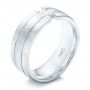 14k White Gold And Platinum 14k White Gold And Platinum Custom Two-tone Men's Band - Three-Quarter View -  102073 - Thumbnail