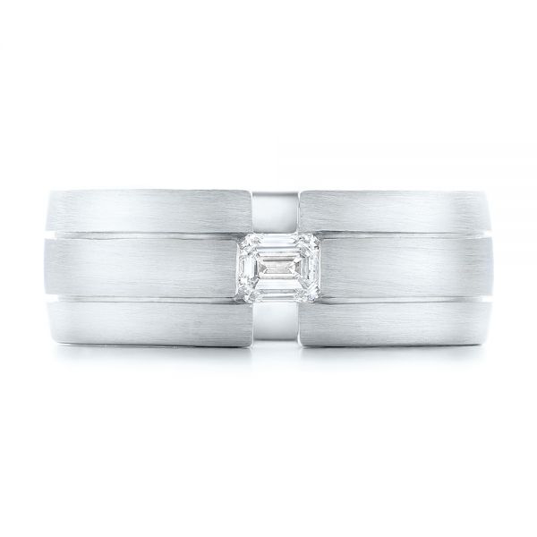 18k White Gold And Platinum 18k White Gold And Platinum Custom Two-tone Men's Band - Top View -  102073