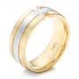 14k Yellow Gold And 18K Gold 14k Yellow Gold And 18K Gold Custom Two-tone Men's Band - Three-Quarter View -  102073 - Thumbnail