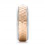  14K Gold And 18k Rose Gold 14K Gold And 18k Rose Gold Custom Two-tone Hammered Finish And Diamond Men's Band - Side View -  100864 - Thumbnail