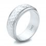 Platinum And Platinum Platinum And Platinum Custom Two-tone Hammered Finish And Diamond Men's Band - Three-Quarter View -  100864 - Thumbnail