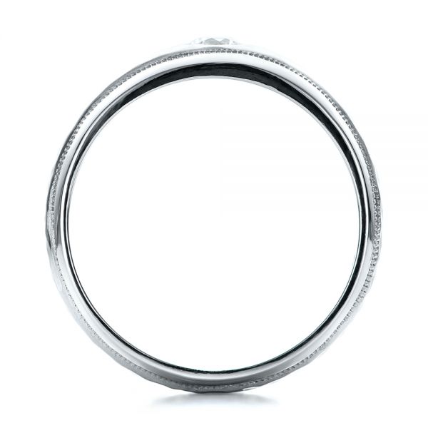 Platinum And 18k White Gold Platinum And 18k White Gold Custom Two-tone Hammered Finish And Diamond Men's Band - Front View - 100864