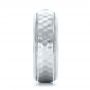  Platinum And 18k White Gold Platinum And 18k White Gold Custom Two-tone Hammered Finish And Diamond Men's Band - Side View -  100864 - Thumbnail