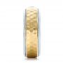  14K Gold And 14k Yellow Gold 14K Gold And 14k Yellow Gold Custom Two-tone Hammered Finish And Diamond Men's Band - Side View -  100864 - Thumbnail