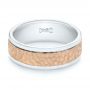  14K Gold And 14k Rose Gold 14K Gold And 14k Rose Gold Custom Two-tone Hammered Men's Band - Flat View -  103016 - Thumbnail