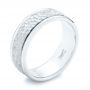  Platinum And 18k White Gold Platinum And 18k White Gold Custom Two-tone Hammered Men's Band - Three-Quarter View -  103016 - Thumbnail