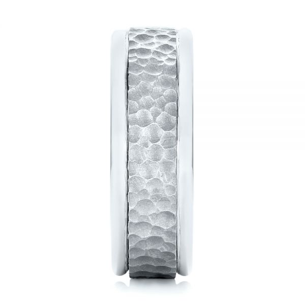  Platinum And 18k White Gold Platinum And 18k White Gold Custom Two-tone Hammered Men's Band - Side View -  103016