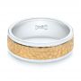  Platinum And 14k Yellow Gold Platinum And 14k Yellow Gold Custom Two-tone Hammered Men's Band - Flat View -  103016 - Thumbnail