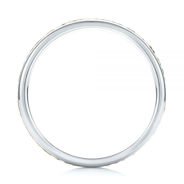 18K Gold And 18k Yellow Gold Custom Two-tone Hammered Men's Band - Front View - 103016