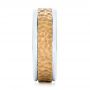  18K Gold And 18k Yellow Gold Custom Two-tone Hammered Men's Band - Side View -  103016 - Thumbnail