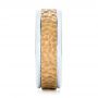  18K Gold And 18k Yellow Gold Custom Two-tone Hammered Men's Band - Side View -  103016 - Thumbnail