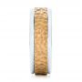  Platinum And 18k Yellow Gold Platinum And 18k Yellow Gold Custom Two-tone Hammered Men's Band - Side View -  103016 - Thumbnail