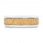  18K Gold And 18k Yellow Gold Custom Two-tone Hammered Men's Band - Top View -  103016 - Thumbnail