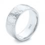  Platinum And Platinum Platinum And Platinum Custom Two-tone Hammered Satin Finish Wedding Ring - Three-Quarter View -  102986 - Thumbnail