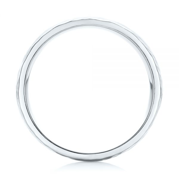 Platinum And 18k White Gold Platinum And 18k White Gold Custom Two-tone Hammered Satin Finish Wedding Ring - Front View - 102986