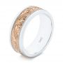  14K Gold And 14k Rose Gold 14K Gold And 14k Rose Gold Custom Two-tone Hand Engraved Men's Band - Three-Quarter View -  104864 - Thumbnail