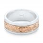  14K Gold And 14k Rose Gold 14K Gold And 14k Rose Gold Custom Two-tone Hand Engraved Men's Band - Flat View -  104864 - Thumbnail