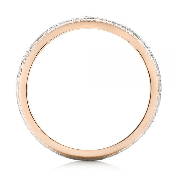 14k Rose Gold And Platinum 14k Rose Gold And Platinum Custom Two-tone Hand Engraved Men's Band - Front View -  103348