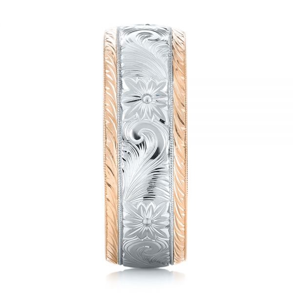 18k Rose Gold And 18K Gold 18k Rose Gold And 18K Gold Custom Two-tone Hand Engraved Men's Band - Side View -  103348