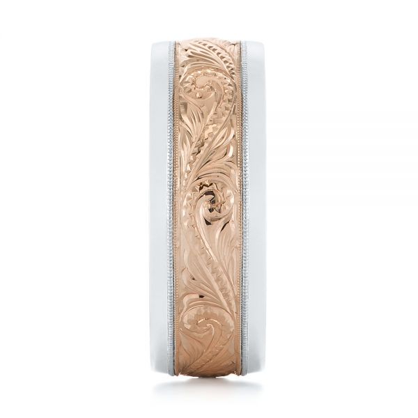 14K Gold And 14k Rose Gold 14K Gold And 14k Rose Gold Custom Two-tone Hand Engraved Men's Band - Side View - 104864