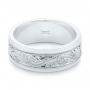  14K Gold And 14k White Gold 14K Gold And 14k White Gold Custom Two-tone Hand Engraved Men's Band - Flat View -  104864 - Thumbnail