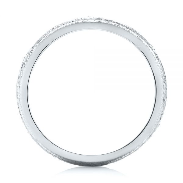 Platinum And Platinum Platinum And Platinum Custom Two-tone Hand Engraved Men's Band - Front View - 103348
