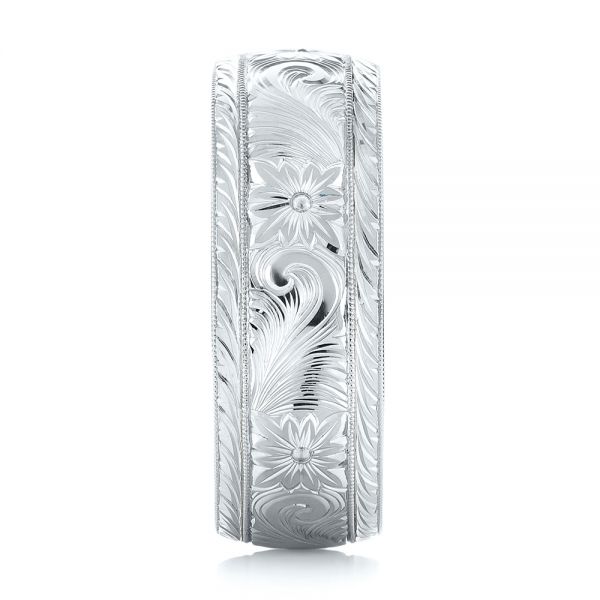 Platinum And Platinum Platinum And Platinum Custom Two-tone Hand Engraved Men's Band - Side View - 103348