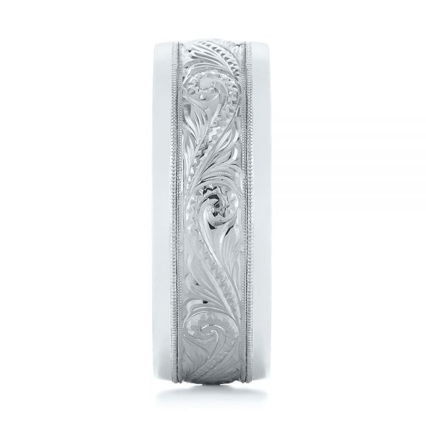 14K Gold And 14k White Gold 14K Gold And 14k White Gold Custom Two-tone Hand Engraved Men's Band - Side View - 104864