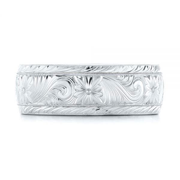 Platinum And Platinum Platinum And Platinum Custom Two-tone Hand Engraved Men's Band - Top View - 103348