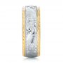 18k Yellow Gold And Platinum Custom Two-tone Hand Engraved Men's Band - Side View -  103348 - Thumbnail