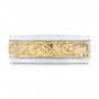  14K Gold And Yellow Gold 14K Gold And Yellow Gold Custom Two-tone Hand Engraved Men's Band - Top View -  104864 - Thumbnail