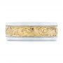  18K Gold And Yellow Gold 18K Gold And Yellow Gold Custom Two-tone Hand Engraved Men's Band - Top View -  104864 - Thumbnail