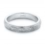 14k White Gold And Platinum 14k White Gold And Platinum Custom Two-tone Hand Engraved Men's Wedding Band - Flat View -  102069 - Thumbnail