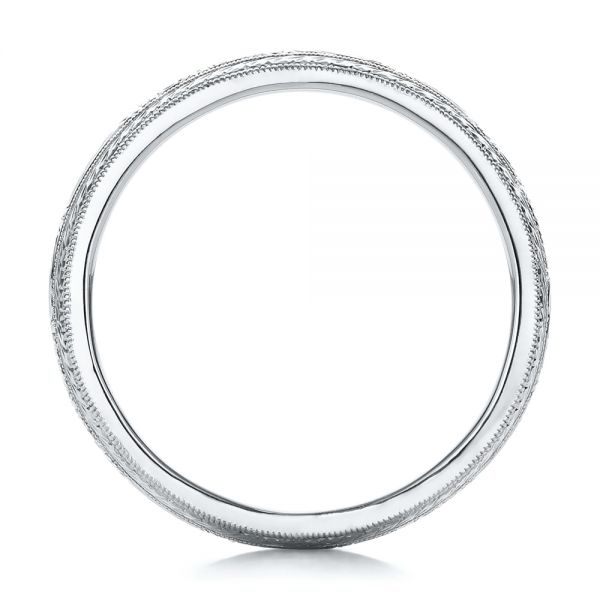 Platinum And Platinum Platinum And Platinum Custom Two-tone Hand Engraved Men's Wedding Band - Front View - 102069