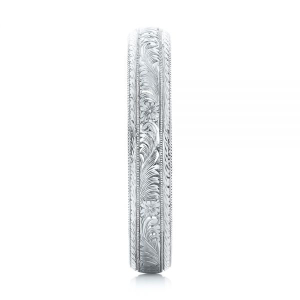 Platinum And Platinum Platinum And Platinum Custom Two-tone Hand Engraved Men's Wedding Band - Side View - 102069