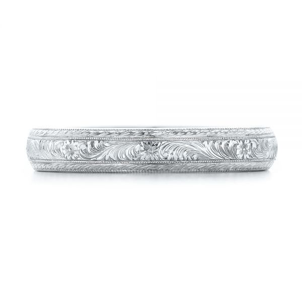 Platinum And Platinum Platinum And Platinum Custom Two-tone Hand Engraved Men's Wedding Band - Top View - 102069