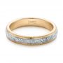 18k Yellow Gold And Platinum 18k Yellow Gold And Platinum Custom Two-tone Hand Engraved Men's Wedding Band - Flat View -  102069 - Thumbnail