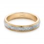 18k Yellow Gold And 18K Gold 18k Yellow Gold And 18K Gold Custom Two-tone Hand Engraved Men's Wedding Band - Flat View -  102069 - Thumbnail