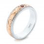  14K Gold And 14k Rose Gold Custom Two-tone Hand Engraved Ruby Men's Band - Three-Quarter View -  103485 - Thumbnail