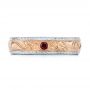  14K Gold And 14k Rose Gold Custom Two-tone Hand Engraved Ruby Men's Band - Top View -  103485 - Thumbnail